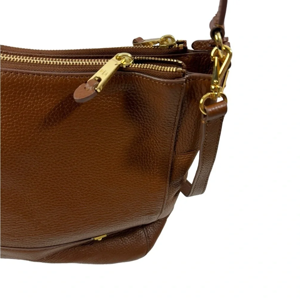 Lauren Ralph Lauren Brown and Gold Satchel - Picture 8 of 12